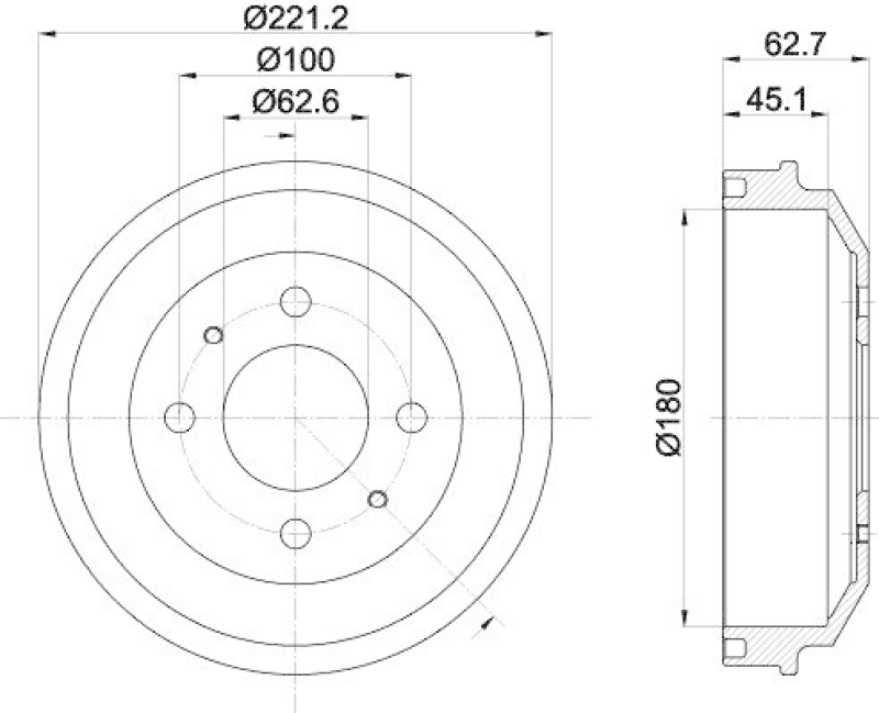 HELLA 8DT 355 302-681 Bremstrommel für HYUNDAI