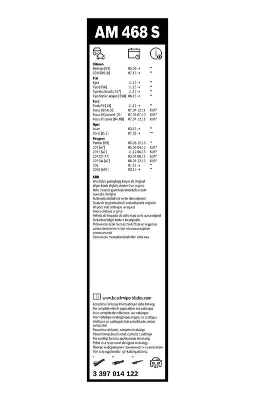 B-Ware BOSCH 3 397 014 122 Wischblatt AM468S Aerotwin Scheibenwischer 650/400 mm vorne