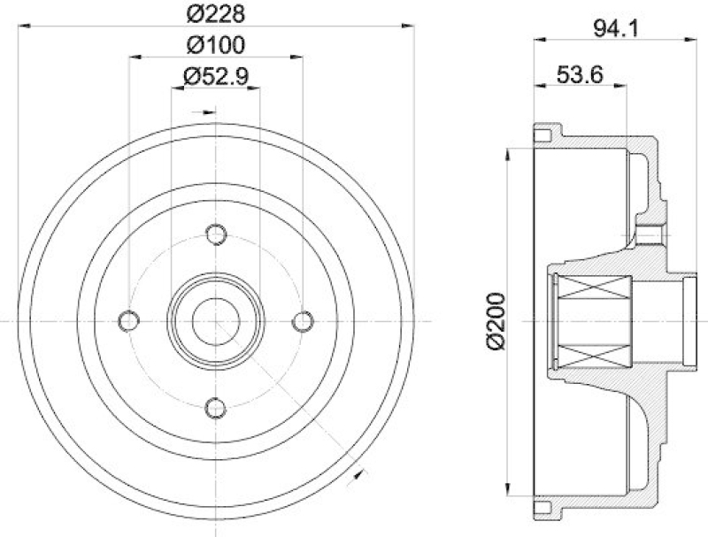 HELLA 8DT 355 302-731 Bremstrommel