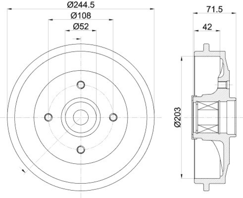 HELLA 8DT 355 302-741 Bremstrommel