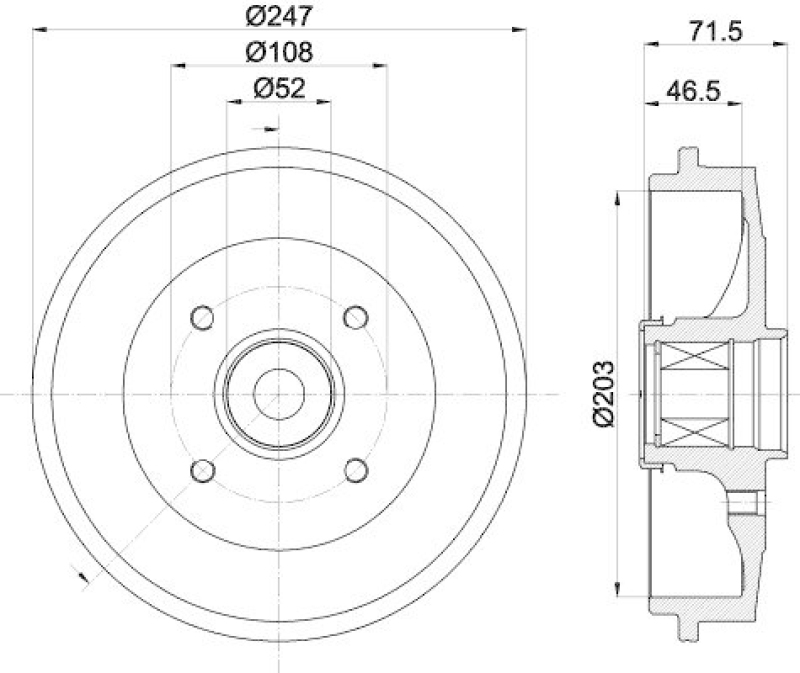 HELLA 8DT 355 302-781 Bremstrommel