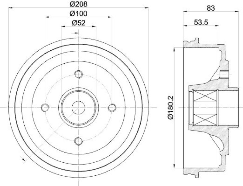 HELLA 8DT 355 302-801 Bremstrommel