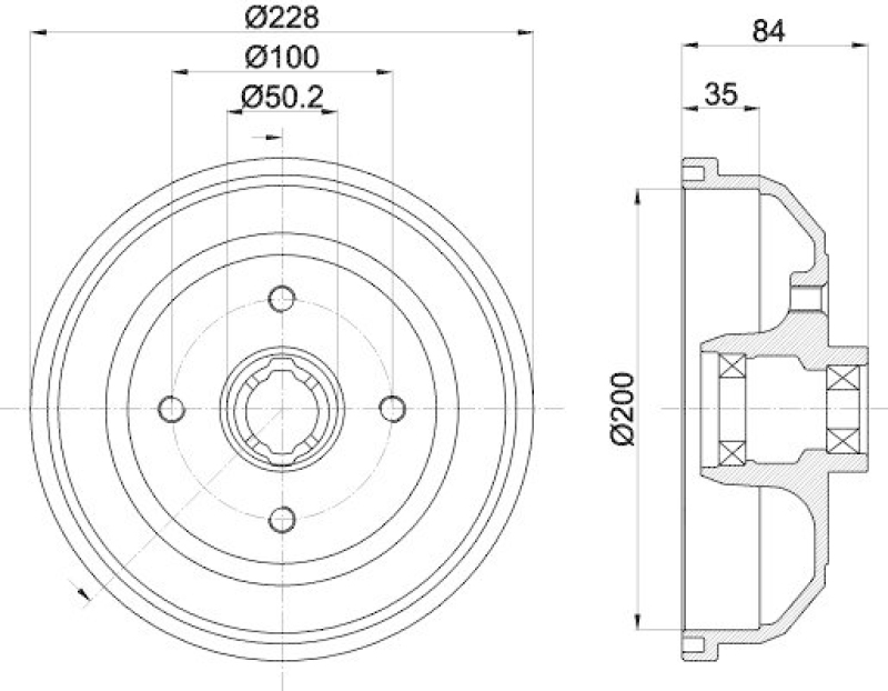 HELLA 8DT 355 302-861 Bremstrommel