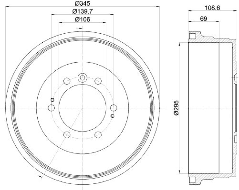 HELLA 8DT 355 302-921 Bremstrommel