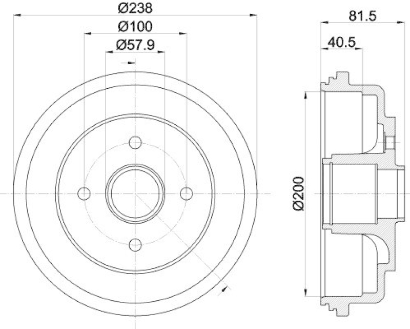 HELLA 8DT 355 302-941 Bremstrommel