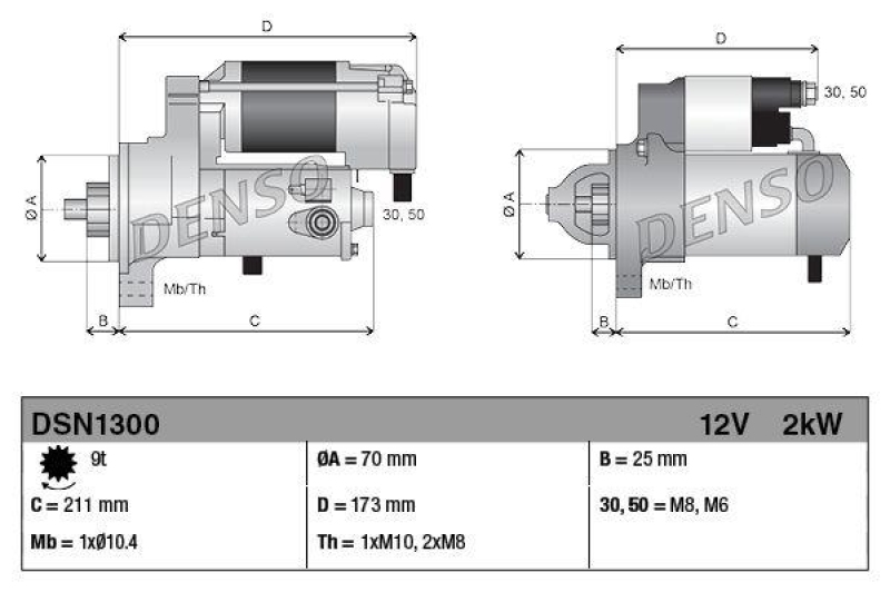 DENSO DSN1300 Starter JAGUAR S-Type 2.7D (Bj: 2004 - )