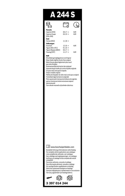 B-Ware BOSCH 3 397 014 244 Wischblatt A244S Aerotwin Scheibenwischer 625/550 mm vorne