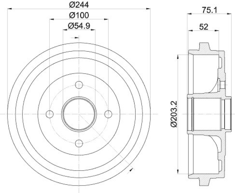 HELLA 8DT 355 302-951 Bremstrommel