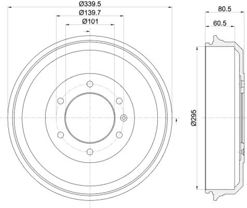 HELLA 8DT 355 302-961 Bremstrommel