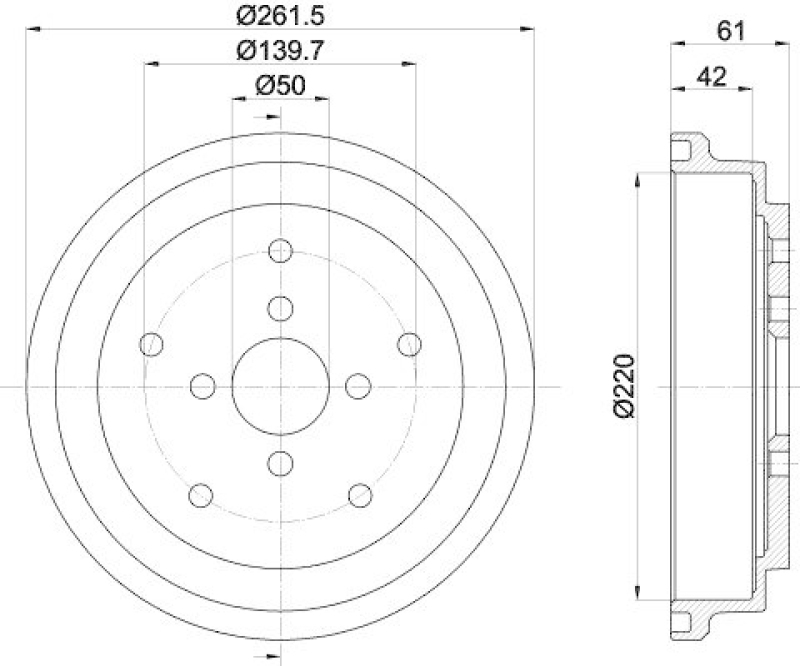 HELLA 8DT 355 302-981 Bremstrommel