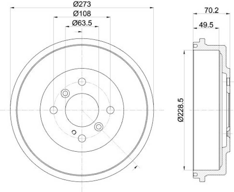 HELLA 8DT 355 303-001 Bremstrommel für FORD