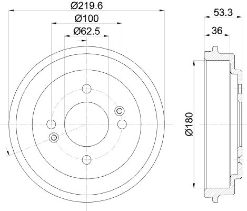 HELLA 8DT 355 303-061 Bremstrommel