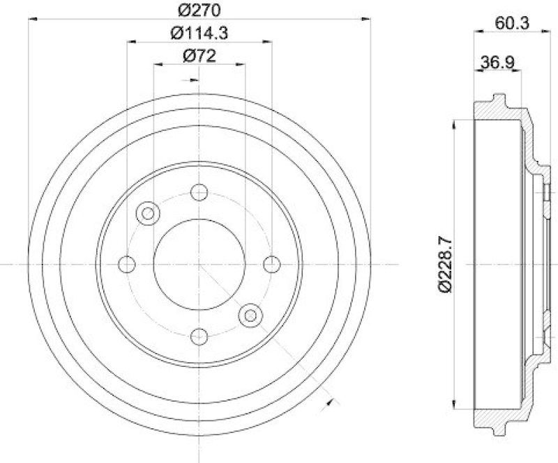 HELLA 8DT 355 303-071 Bremstrommel