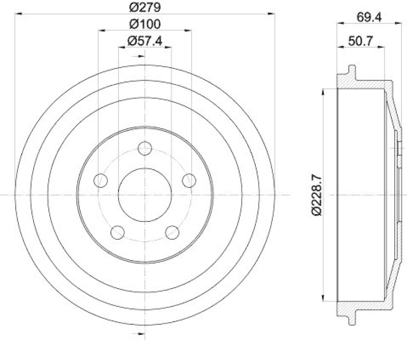 HELLA 8DT 355 303-101 Bremstrommel