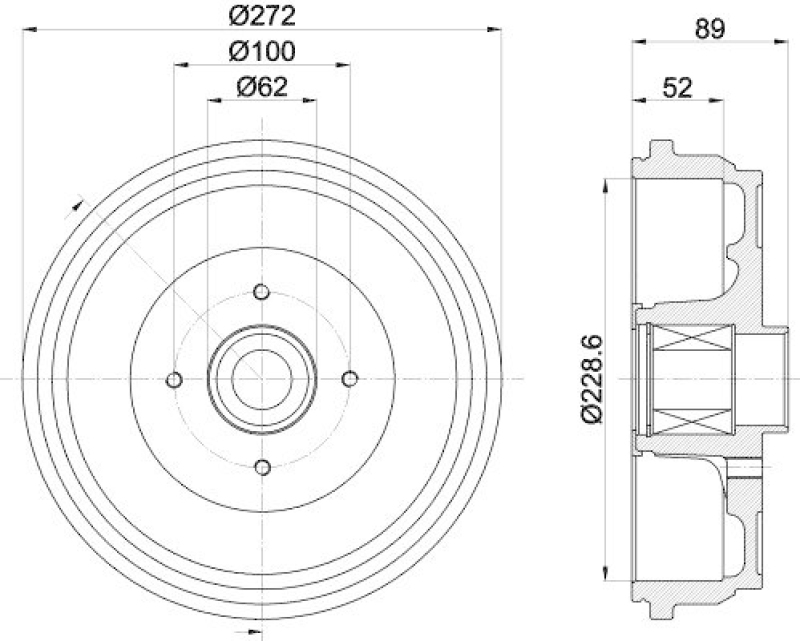 HELLA 8DT 355 303-111 Bremstrommel