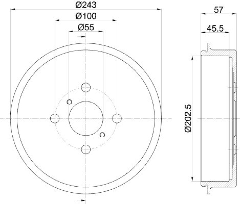 HELLA 8DT 355 303-161 Bremstrommel