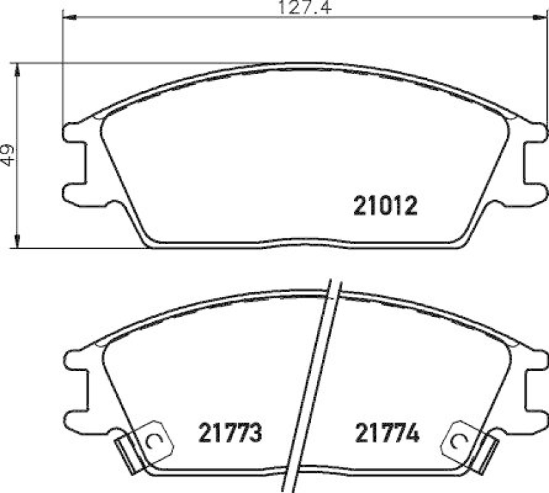 HELLA 8DB 355 006-271 Bremsbelagsatz, Scheibenbremsbelag für HYUNDAI