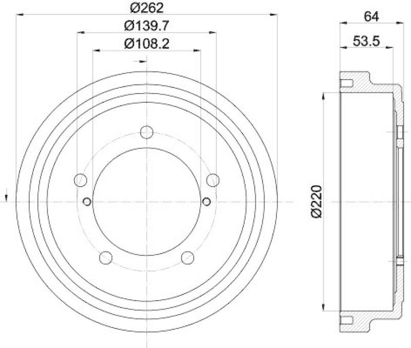 HELLA 8DT 355 303-171 Bremstrommel