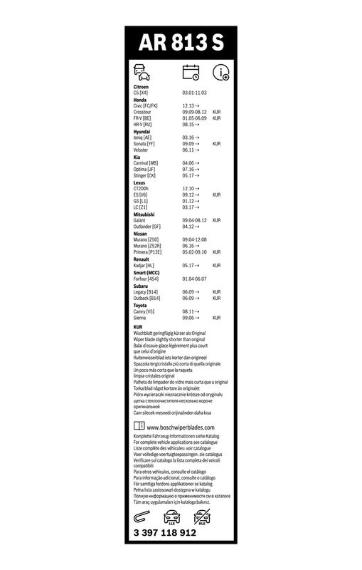 B-Ware BOSCH 3 397 118 912 Wischblatt AR813S Aerotwin Retrofit Scheibenwischer 650/450 mm vorne