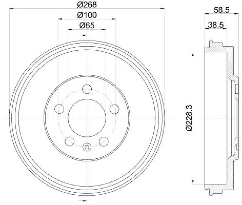 HELLA 8DT 355 303-181 Bremstrommel