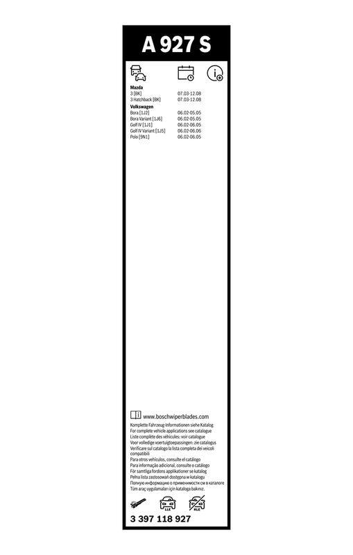 B-Ware BOSCH 3 397 118 927 Wischblatt A927S Aerotwin Scheibenwischer 530/475 mm vorne