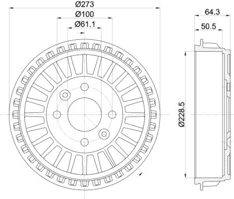 HELLA 8DT 355 303-201 Bremstrommel