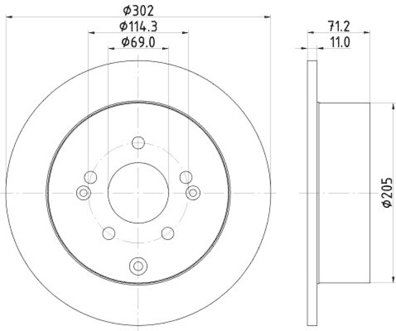 HELLA 8DD 355 119-051 Bremsscheibe für HYUNDAI