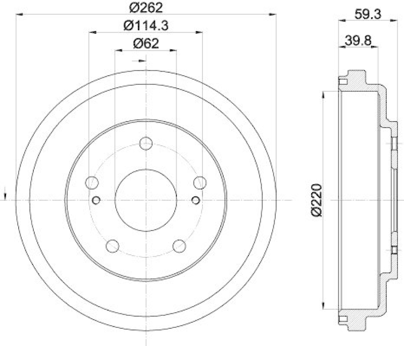 HELLA 8DT 355 303-241 Bremstrommel