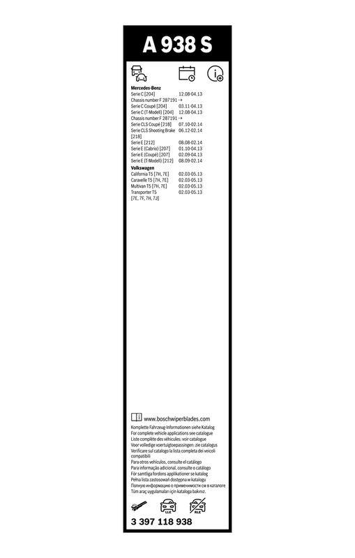 B-Ware BOSCH 3 397 118 938 Wischblatt A938S Aerotwin Scheibenwischer 600/600 mm vorne