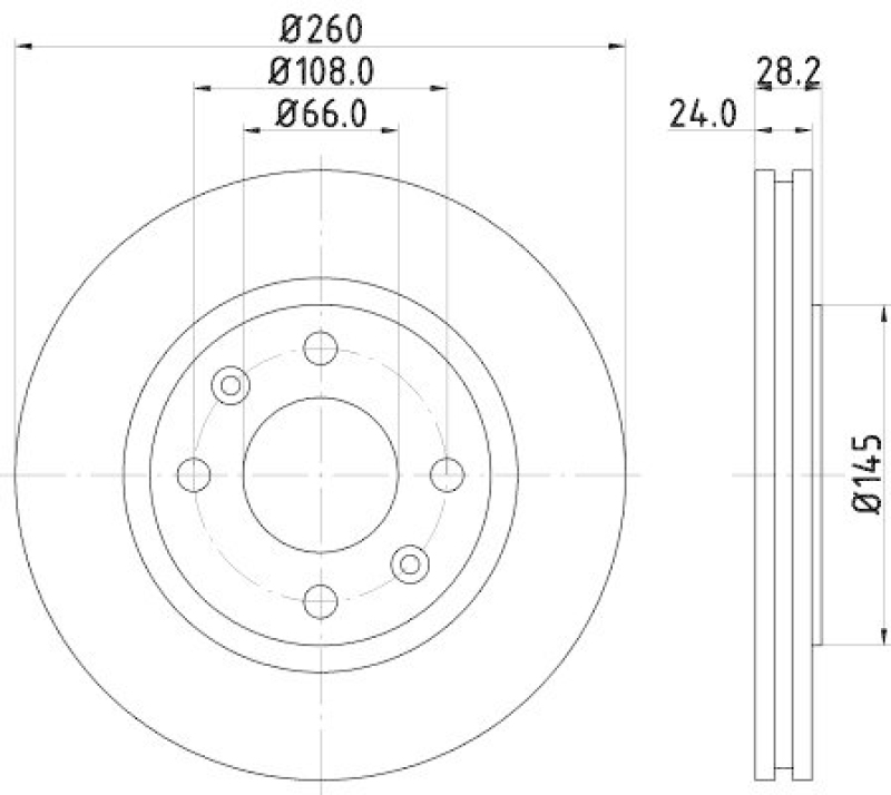 HELLA 8DD 355 105-031 Bremsscheibe für PEUGEOT