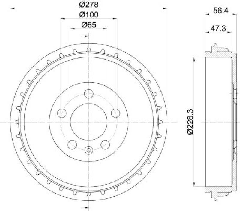 HELLA 8DT 355 303-251 Bremstrommel