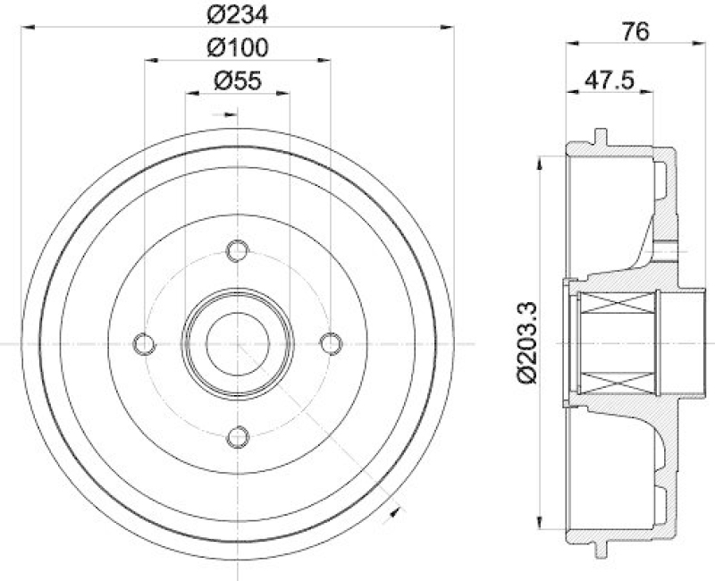 HELLA 8DT 355 303-321 Bremstrommel