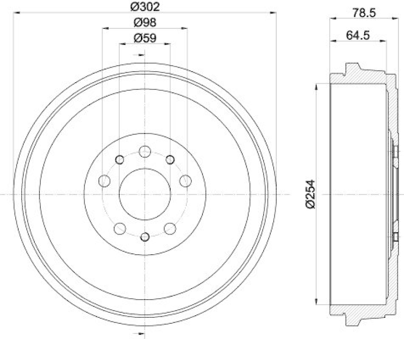 HELLA 8DT 355 303-341 Bremstrommel