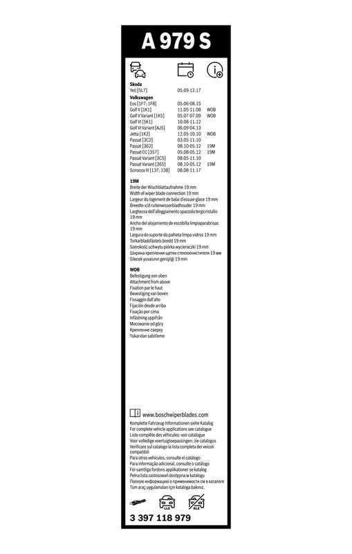 B-Ware BOSCH 3 397 118 979 Wischblatt A979S Aerotwin Scheibenwischer 600/475 mm vorne