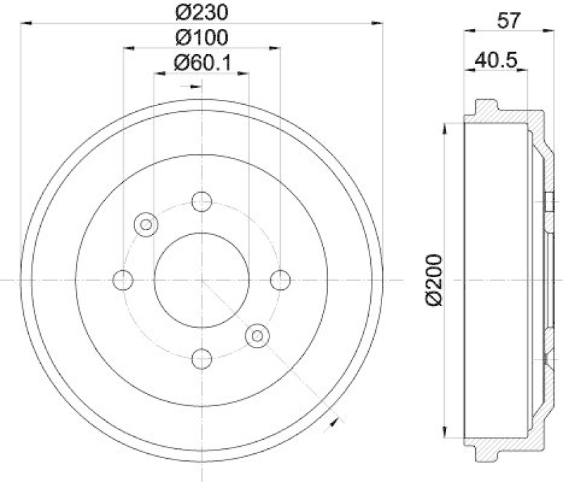 HELLA 8DT 355 303-371 Bremstrommel