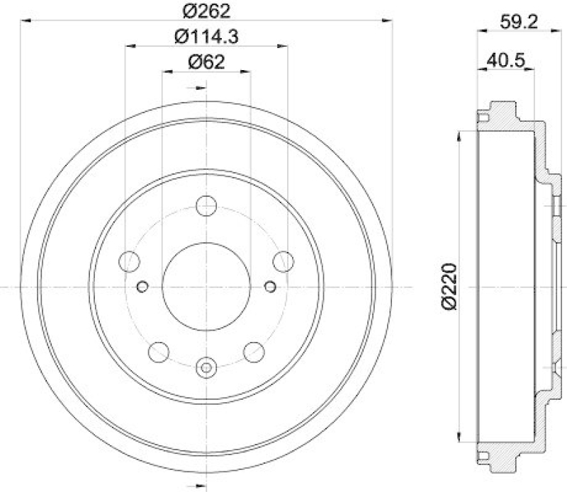 HELLA 8DT 355 303-391 Bremstrommel