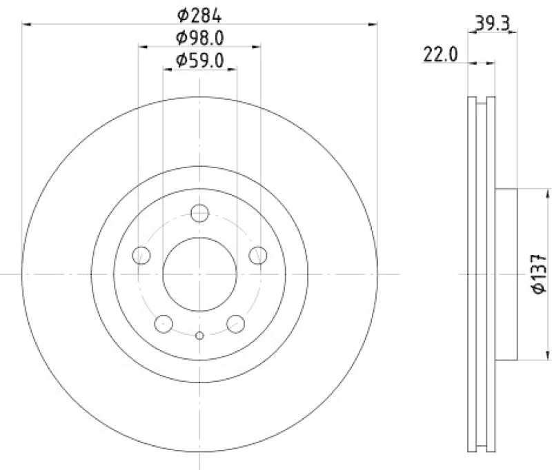 HELLA 8DD 355 105-491 Bremsscheibe 50124PRO