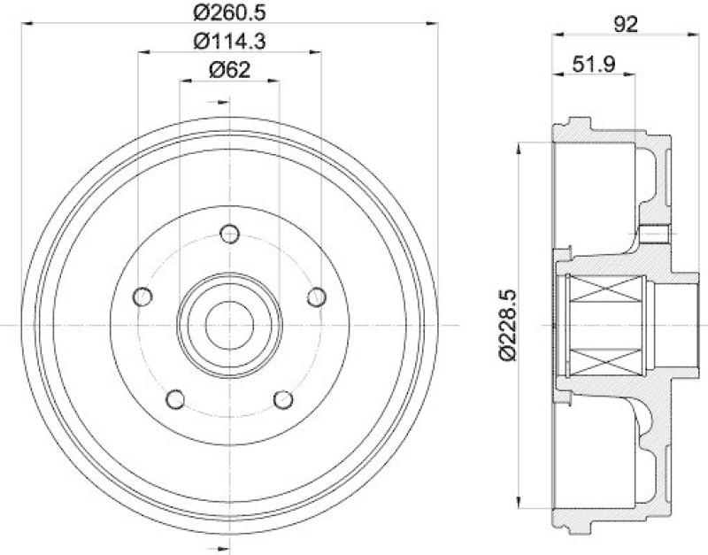 HELLA 8DT 355 303-401 Bremstrommel