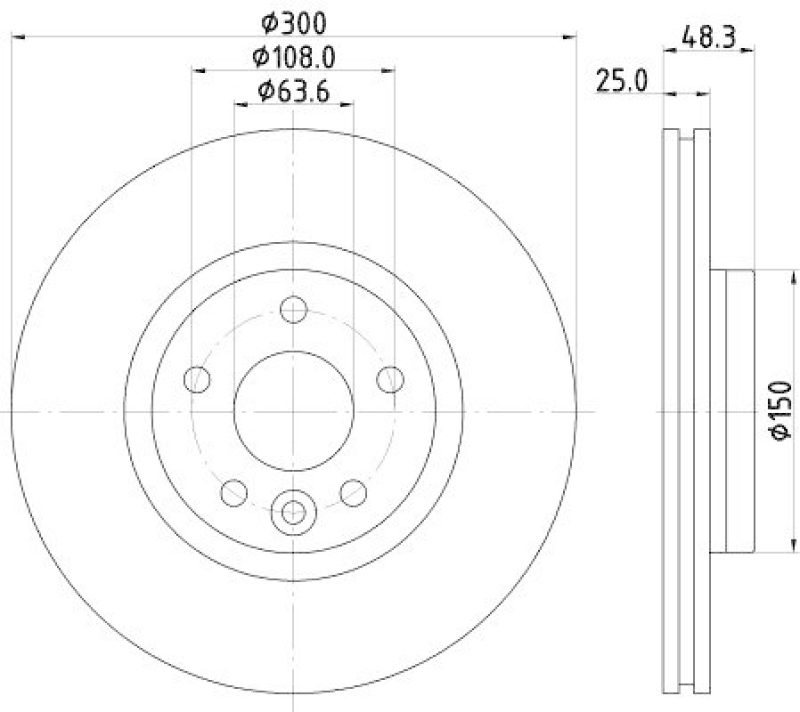 HELLA 8DD 355 119-511 Bremsscheibe für VOLVO V40 Schrägheck