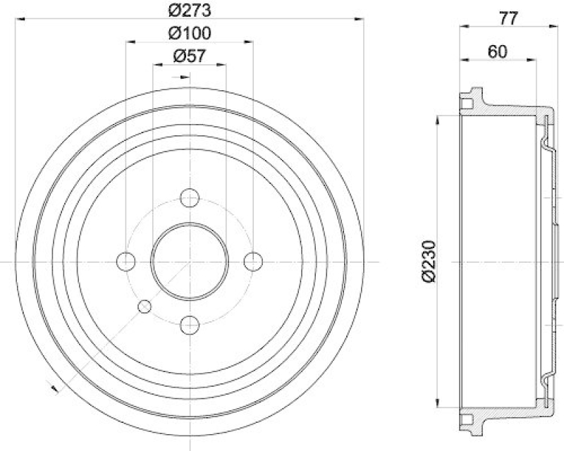 HELLA 8DT 355 303-451 Bremstrommel