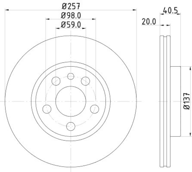 HELLA 8DD 355 105-621 Bremsscheibe für FIAT/P.S.A