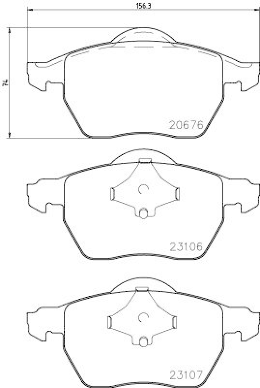 HELLA 8DB 355 006-921 Bremsbelagsatz, Scheibenbremsbelag für VOLVO