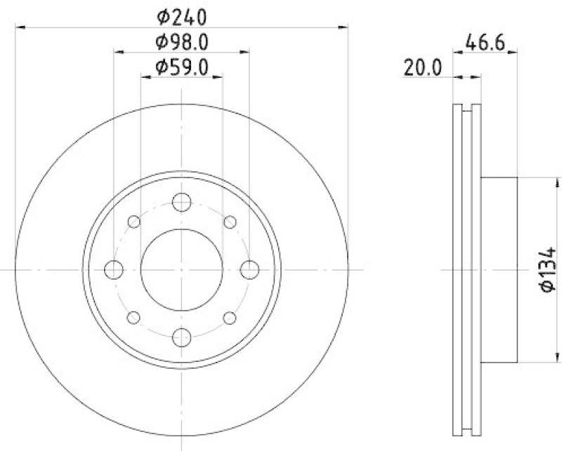 HELLA 8DD 355 105-881 Bremsscheibe für FIAT