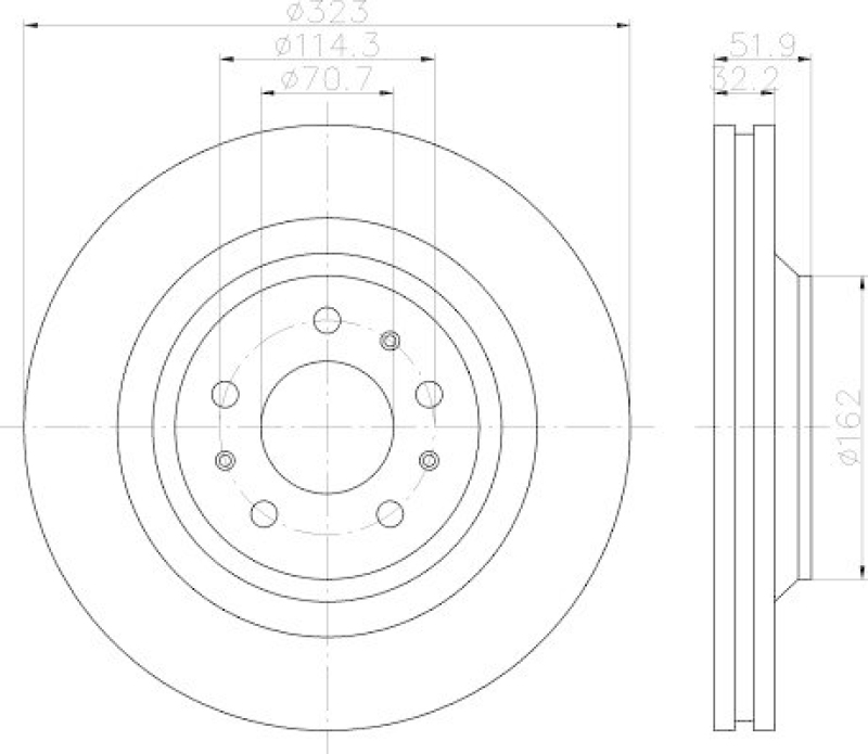 HELLA 8DD 355 120-251 Bremsscheibe für CADILLAC