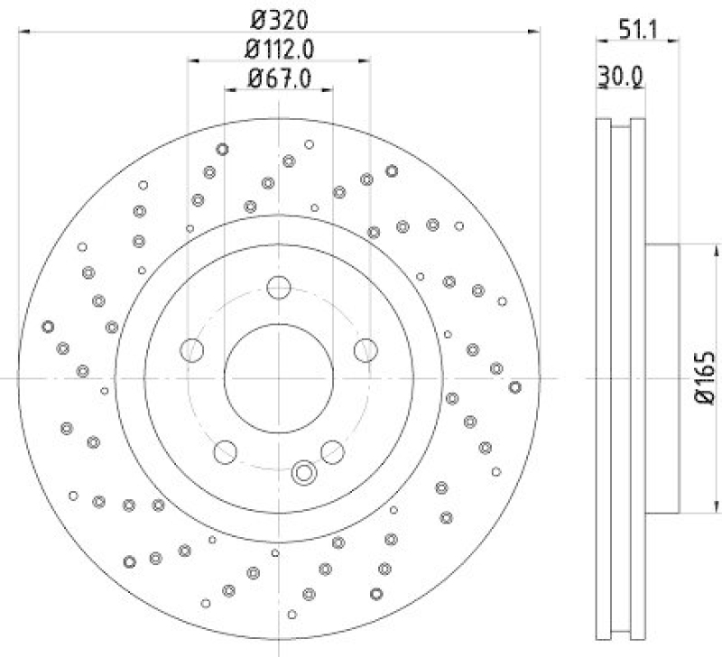 HELLA 8DD 355 120-351 Bremsscheibe für MB