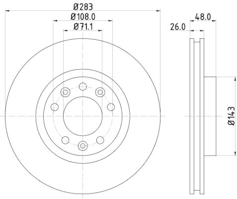 HELLA 8DD 355 120-411 Bremsscheibe für CITROËN