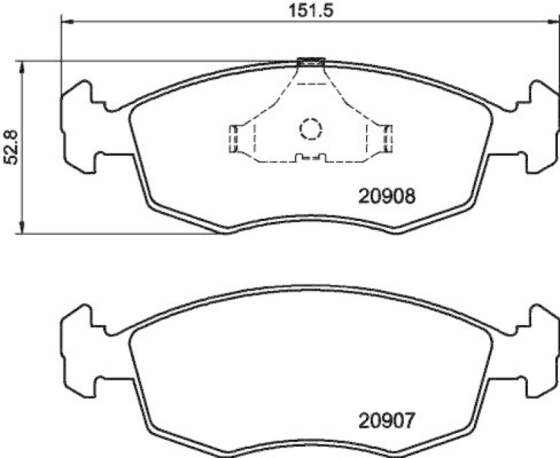 HELLA 8DB 355 007-331 Bremsbelagsatz, Scheibenbremsbelag für FORD