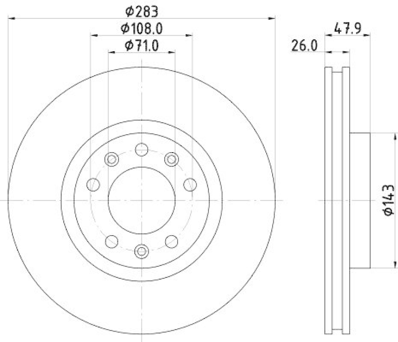 HELLA 8DD 355 120-481 Bremsscheibe für PEUGEOT