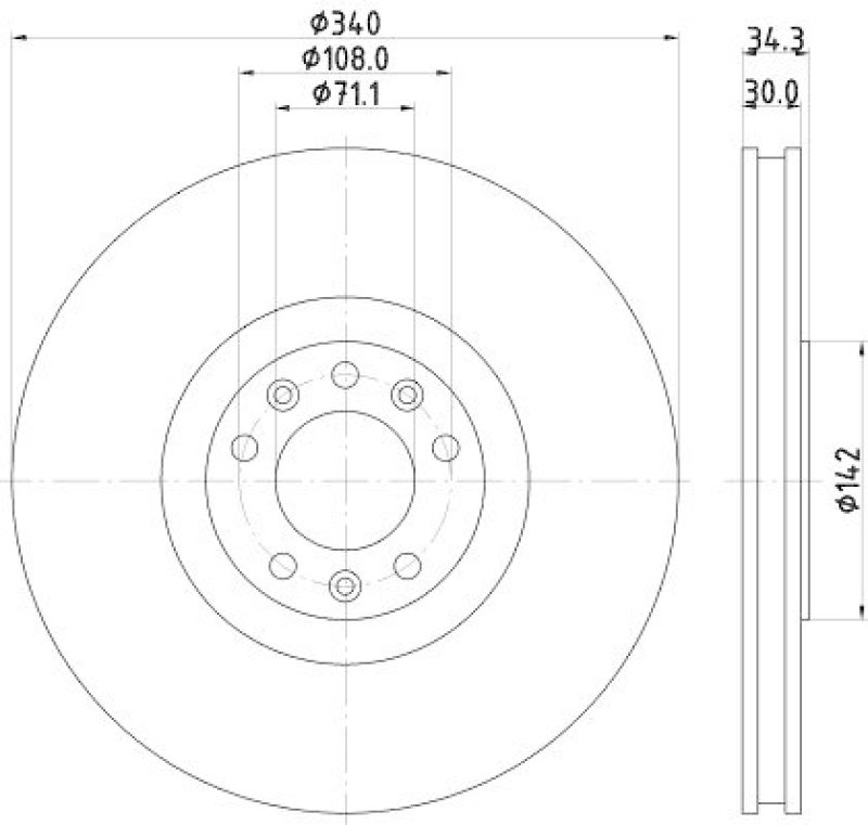 HELLA 8DD 355 120-511 Bremsscheibe für PEUGEOT RCZ