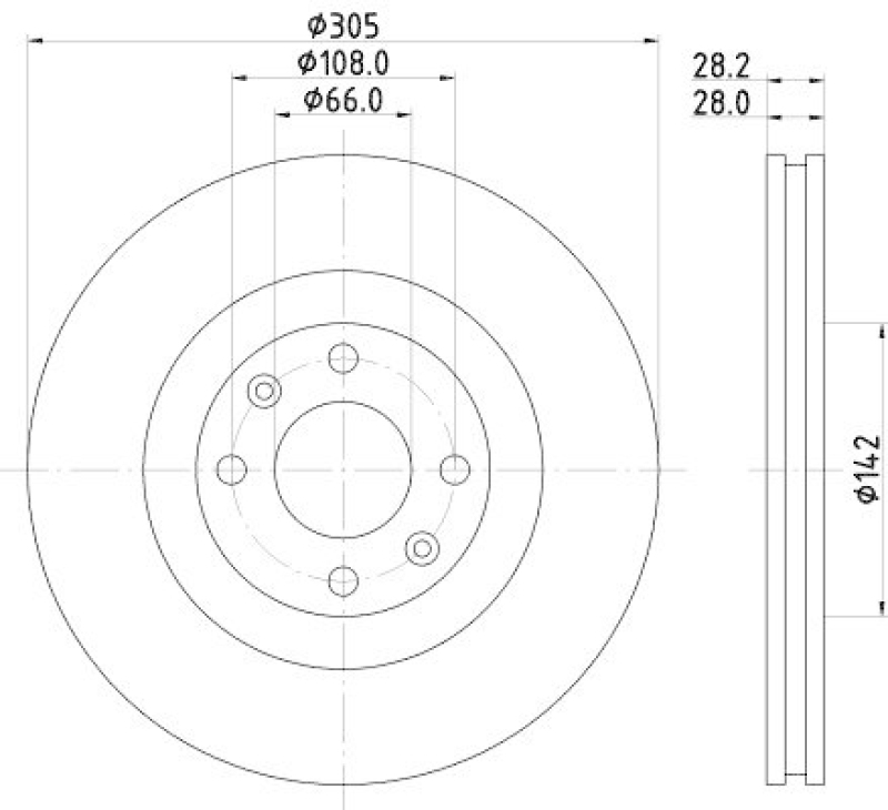 HELLA 8DD 355 106-531 Bremsscheibe für PEUGEOT 406 Coupe (8C)